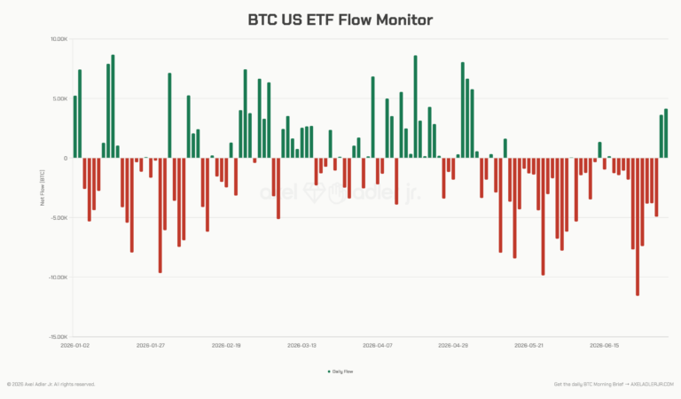 Bitcoin ETF įplaukos auga, bet paklausa išlieka silpna