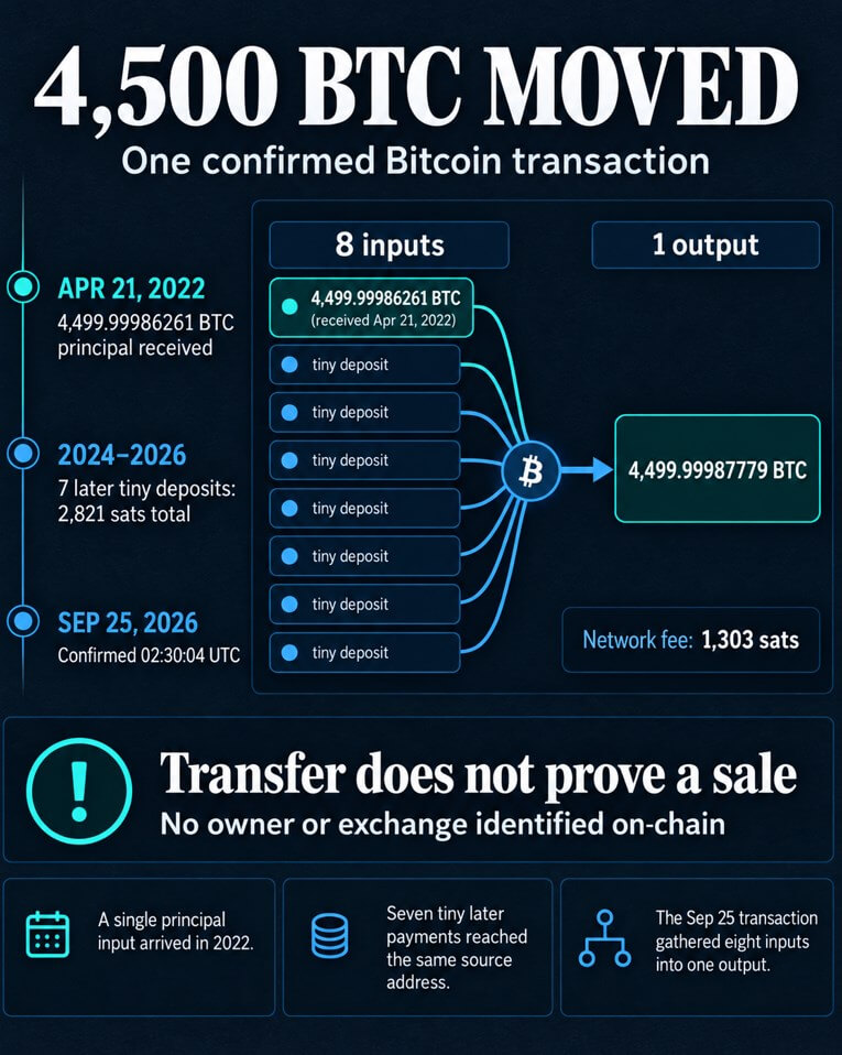 Neveikiantis banginis perkelia 380 mln. USD Bitcoin, todėl pardavimo klausimas lieka neatsakytas