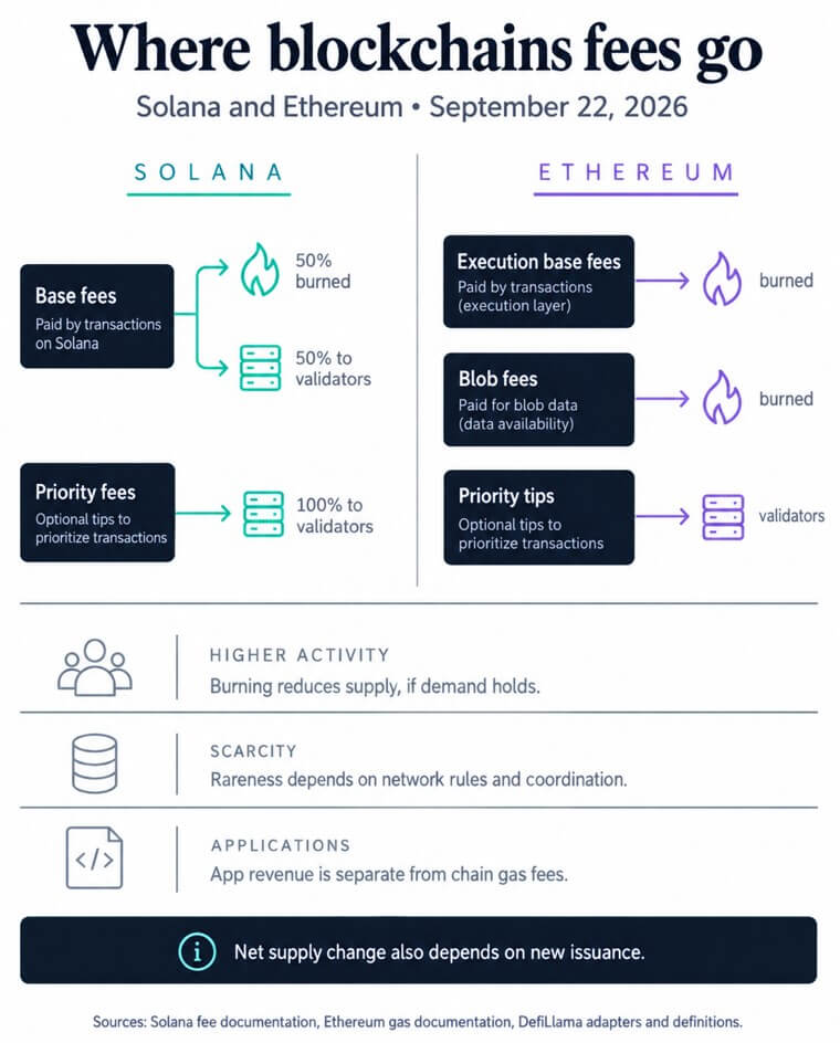 Solana apverčia „Ethereum“ mokesčius, o ETH išlaiko degimo laidą