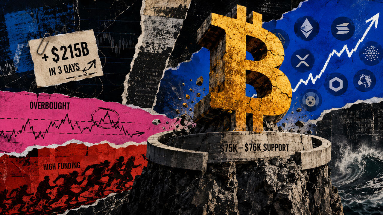 Altcoin ralis auga, kai Bitcoin susigrąžina 75 800 USD