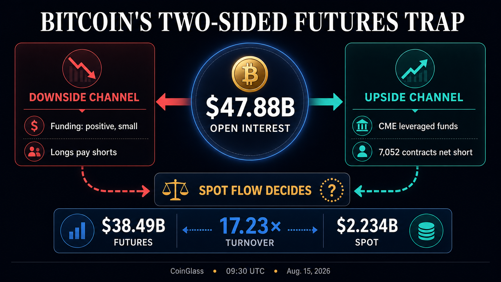 „Bitcoin“ ateities sandorių pozicionavimas: 47,9 mlrd. USD atviros palūkanos