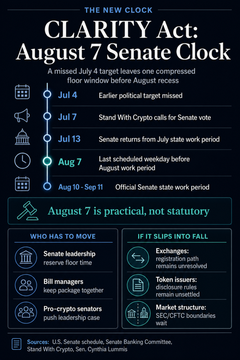 CLARITY įstatymas Senate stringa: artėja rugpjūčio 7 d. terminas